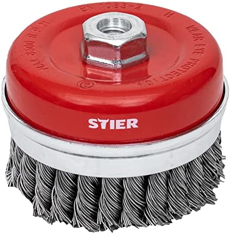 STIER Topfbürste Stahl, gezopfter Draht, für Winkelschleifer, Ø 100 mm, M14, Drahtstärke 0,8 mm, Dra