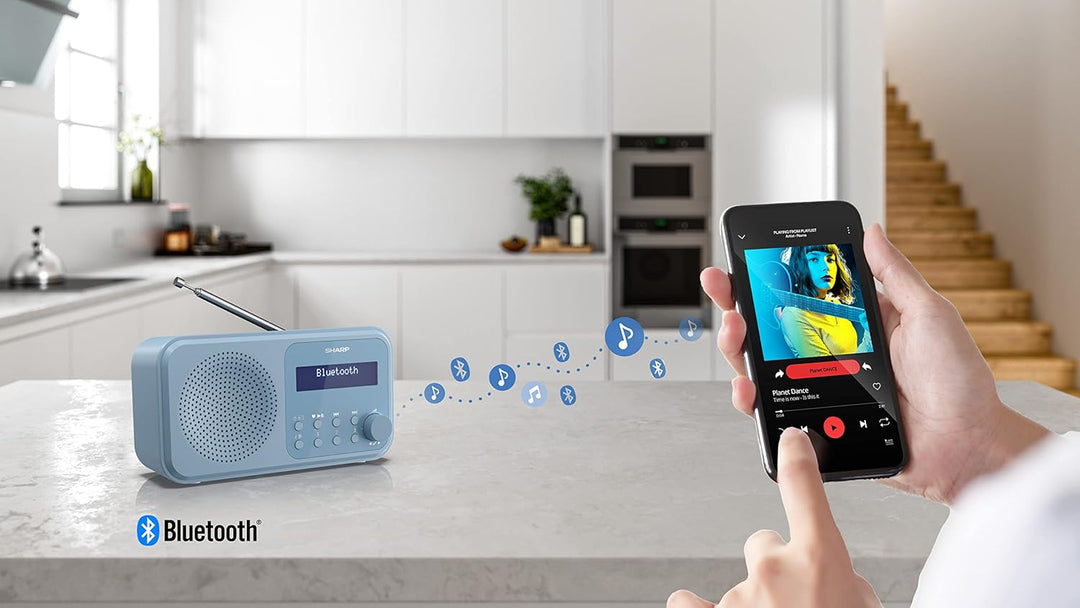 SHARP DR-P420 Portables Digitalradio (DAB/DAB+/FM mit RDS, USB, Bluetooth 5.0, 3,5mm Klinke Wecker-F