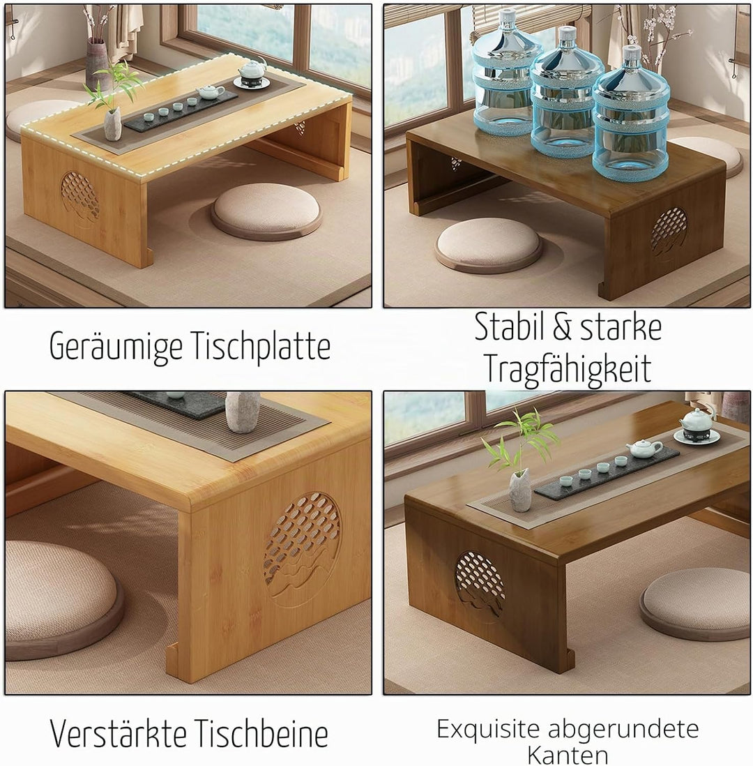 Chinesischer Tee-Bodentisch aus Bambus,japanischer faltbarer Couchtisch,Altartisch Meditation,niedri