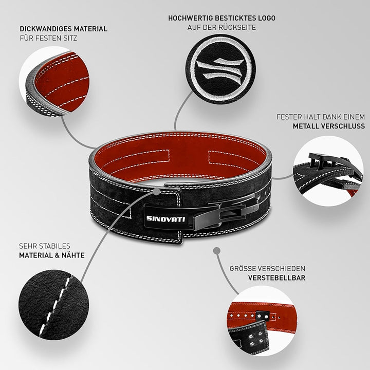 SINOVATI Premium Gewichthebergürtel KDK Gürtel aus Rindsleder mit Schnalle, Weightlifting Lever Belt