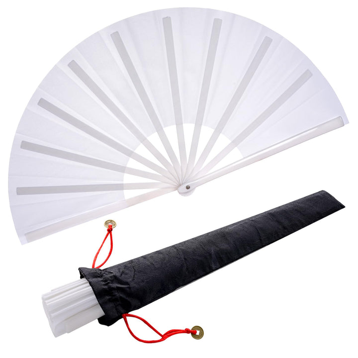 2 Stück Grosse Faltbare Seide Hand Fächer Chinesischer Tai Chi Faltender Handfächer Nylon Tuch Chine