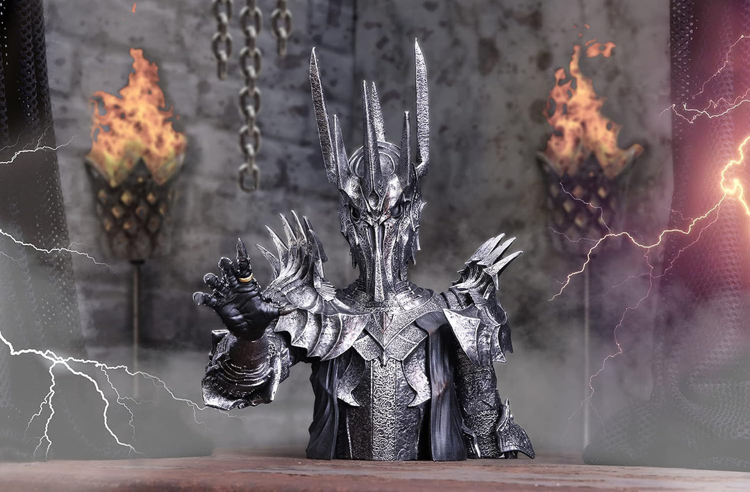 Nemesis Now Offizielles Lizenzprodukt Herr der Ringe, Sauron-Büste, Silber, 39 cm