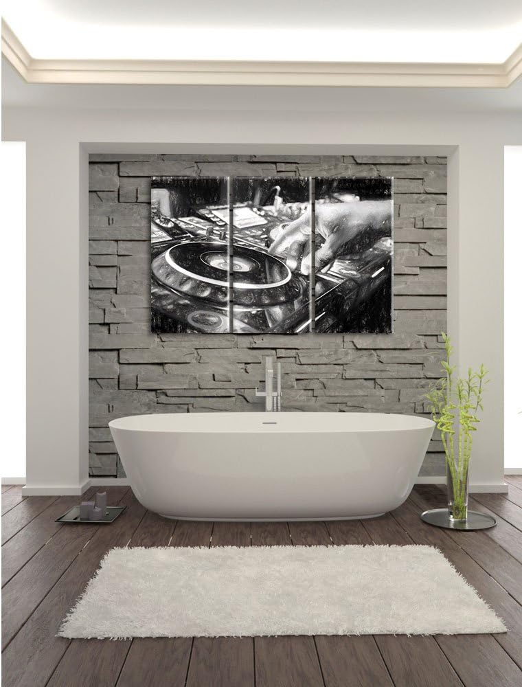 Pixxprint DJ Plattenteller Cool Music als Leinwandbild | Grösse: 3 Teilig (120x80) | Wandbild| Kunst