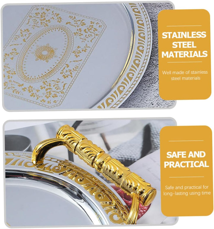 TOYANDONA Oval Serviertablett aus Edelstahl für Küche und Haushalt Speiseteller als Accessoire für G