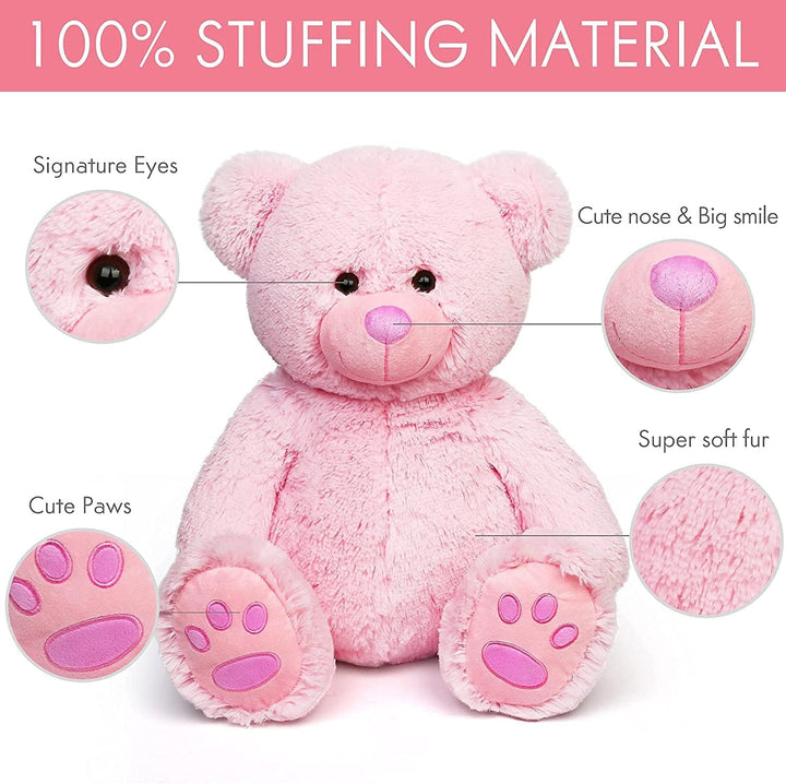 LotFancy Teddybär Kuscheltier 50cm, Plüschtier Stofftier Teddy, Süsses Geschenk für Kinder Mädchen F