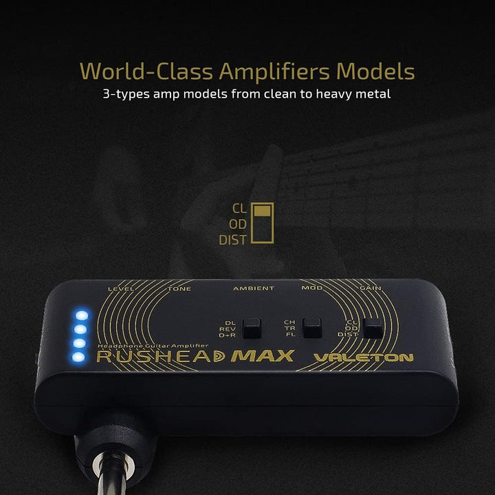 VALETON Rushead Max Mini Verstärker USB Aufladbar Portabel Hosentasche Gitarre Kopfhörerverstärker S