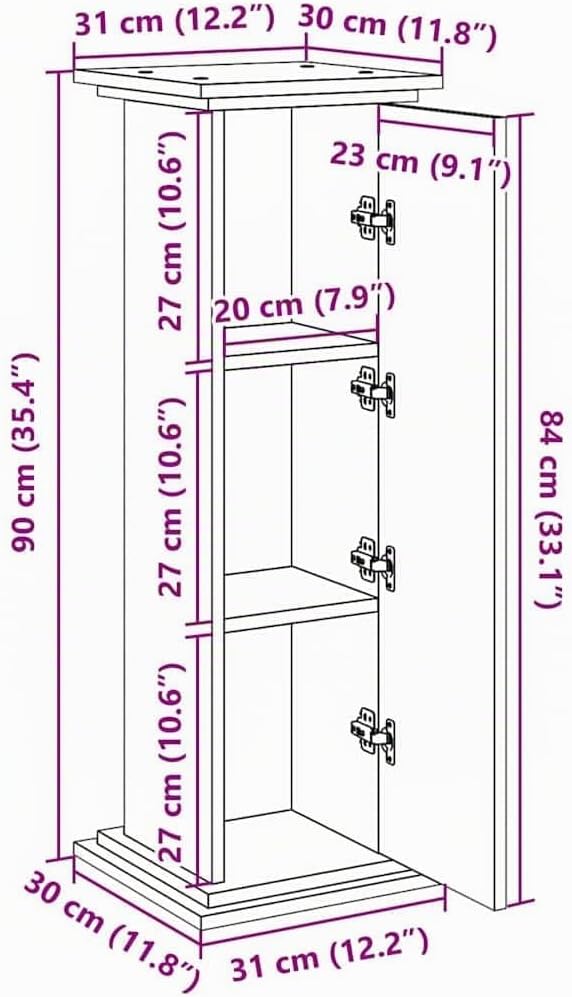 vidaXL Displaysständer mit Regal Schwarz Eichen-Optik 31 x 30 x 90 cm, Moderner Wohnzimmer-Stauraum,