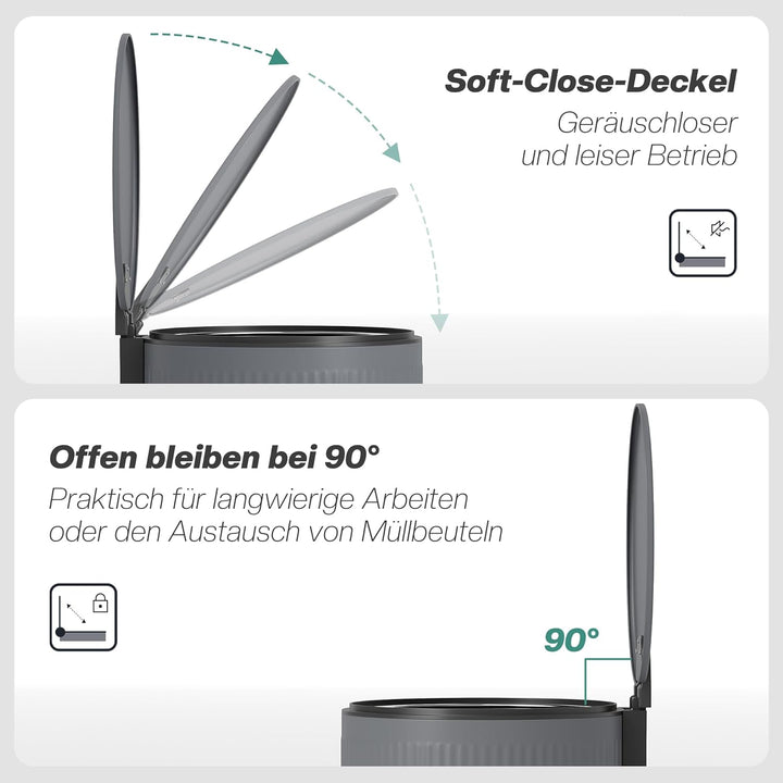 HOMCOM Mülleimer 30 L Treteimer mit Softclose-Deckel und Pedal, Abfallsammler mit abnehmbarem Innene