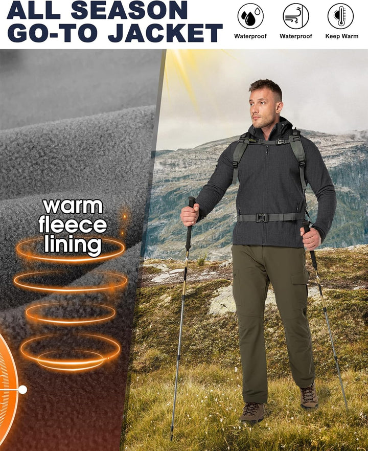 33,000ft Jacke Herren Wasserdichte Atmungsaktiv Softshelljacke - Übergangsjacke Winddichte Regenjack