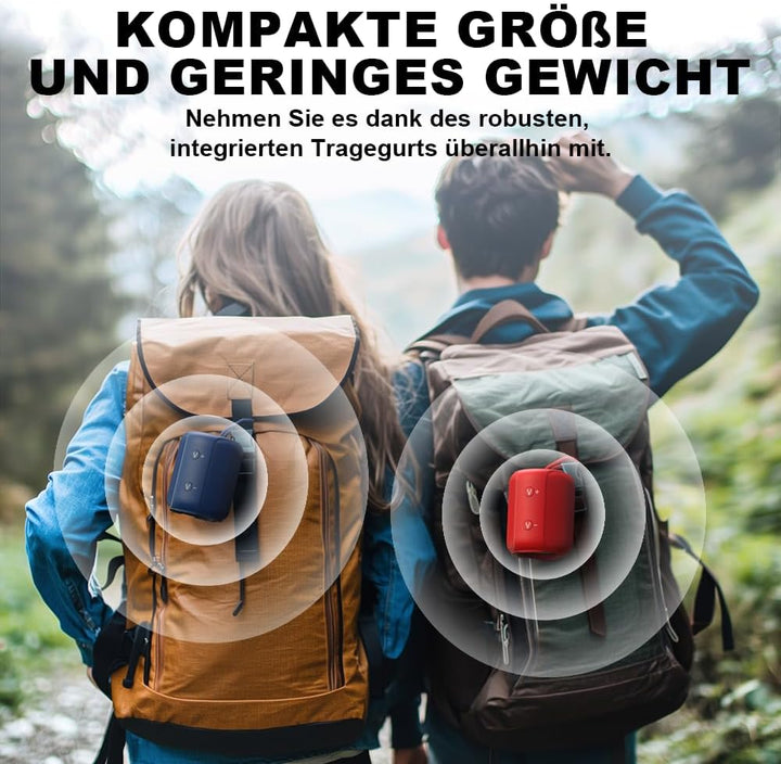Bobtot Tragbarer Bluetooth-Lautsprecher, IPX6 wasserdicht, über 15 Stunden Akkulaufzeit, kraftvoller