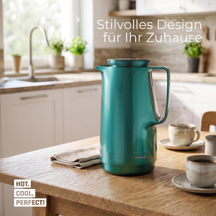 ROTPUNKT Isolierkanne 1L - Premium Kaffekanne Made in Germany I Hält bis zu 24 Std heiss I Warmhalte