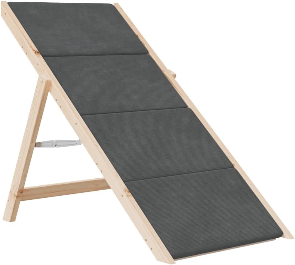 vidaXL Hundetreppe Hunderampe Haustiertreppe Katzentreppe Massivholz Tanne Grau 105 x 47 cm, Grau 10