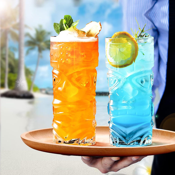 Transparente Tiki-Gläser, Set mit 170-400 ml, moderne Bar-Tiki-Cocktailgläser, perfekt für exotische