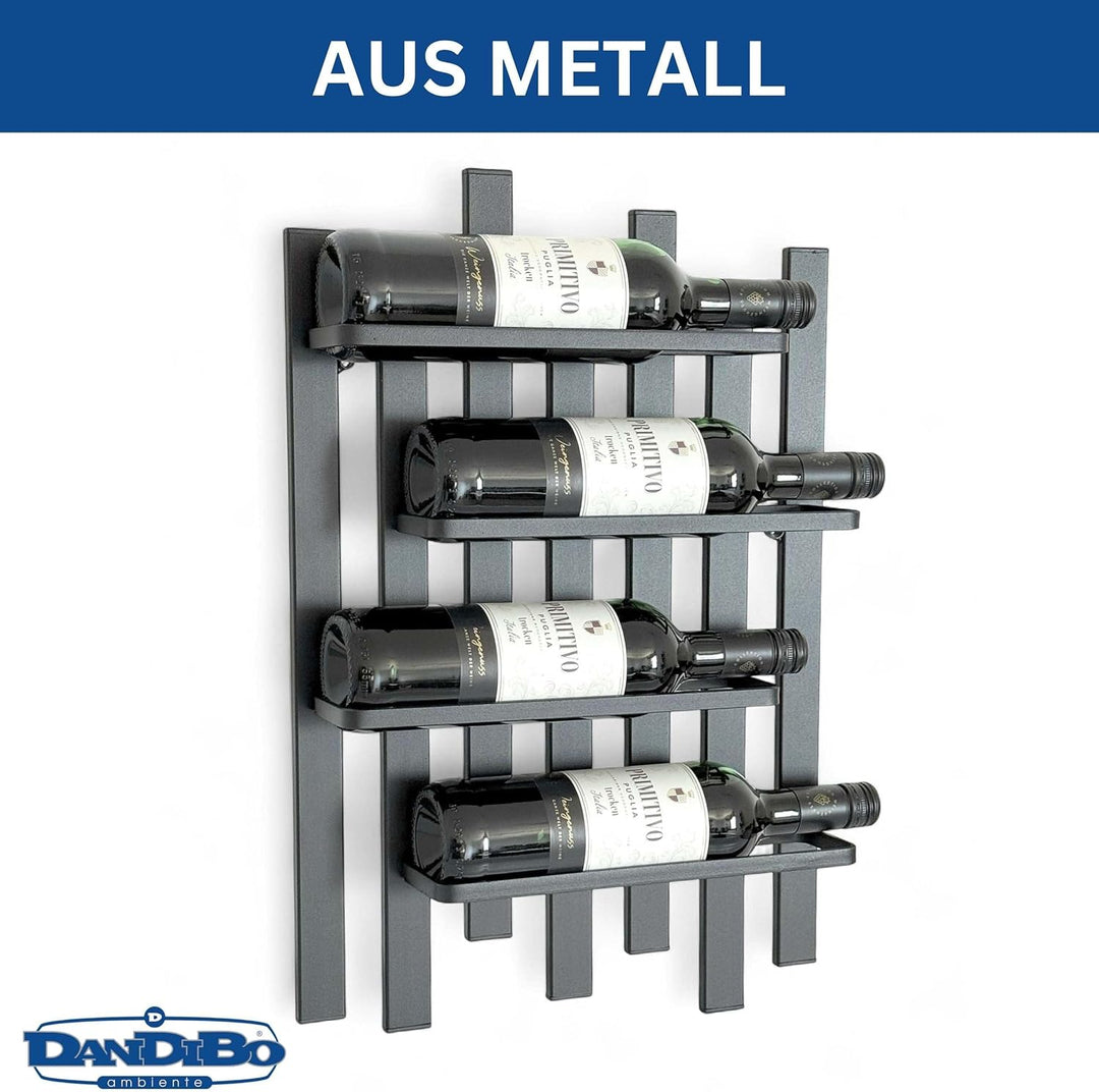 DanDiBo Weinregal Wand Metall Schwarz Modern 96691 Flaschenregal Schmal Wandmontage Wine Rack Weinfl