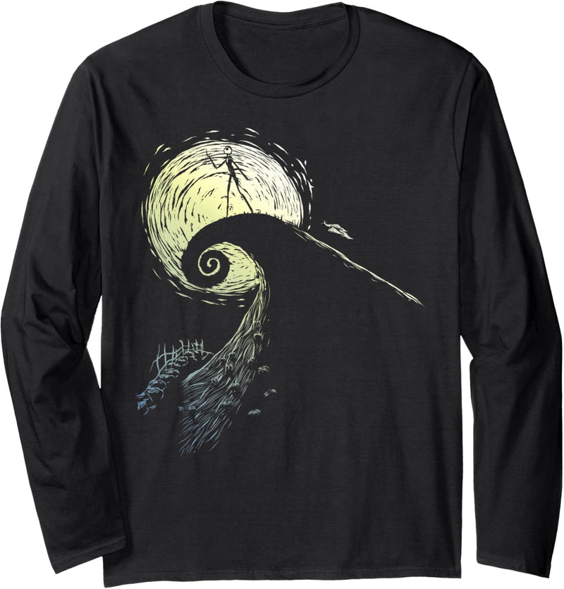 Nightmare Before Christmas Spooky Nighttime Hillside Jack Langarmshirt