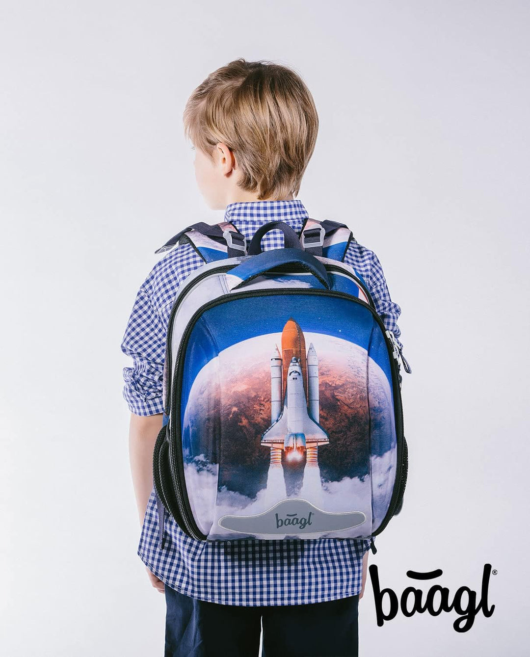 Baagl Schulranzen Jungen Set 3 Teilig, Shelly Hartschalen Schultasche ab 1. Klasse, Ergonomische Gru