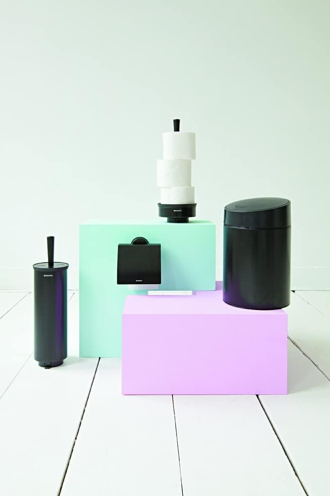 Brabantia Toilettenrollen-Spender, Schwarz Matt Black, Matt Black