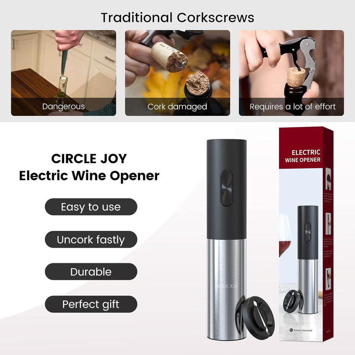 CIRCLE JOY Elektrischer Korkenzieher, Automatischer WeinöFfner, Batteriebetriebener Motorisierter We