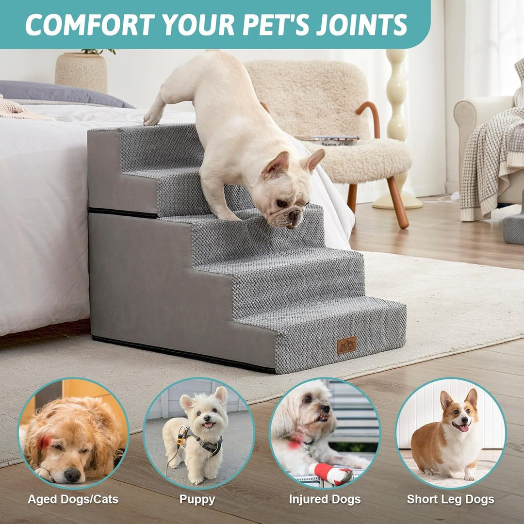 COZY KISS Hundetreppe für Kleine Hunde 60cm, 2-in-1 Haustiertreppe für Couch Bett Sofa, rutschfeste