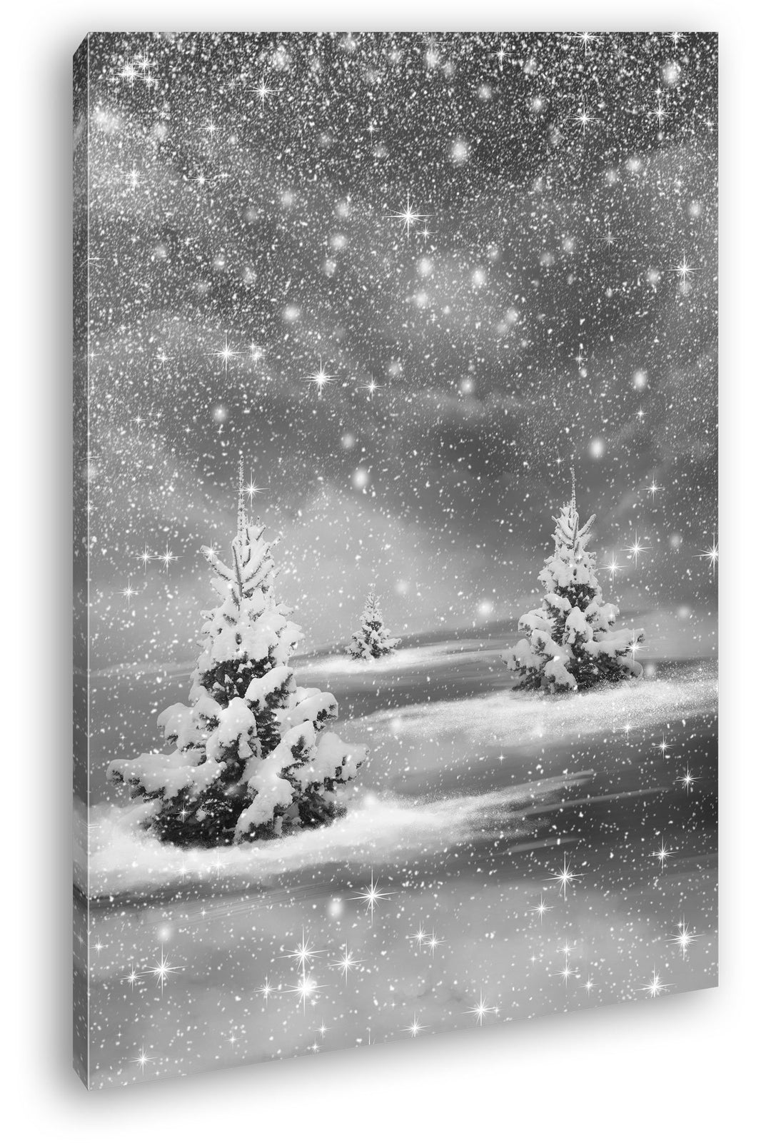 deyoli schneebedeckte Tannen Format: 80x60 Effekt: Schwarz/Weiss als Leinwand, Motiv fertig gerahmt