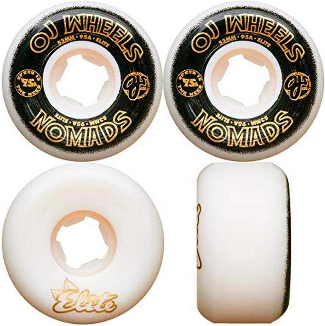 OJ Wheels Oj Elite Wheels Nomads 95a Skateboard-Räder 53mm Weiss/Schwarz, 53mm Weiss/Schwarz