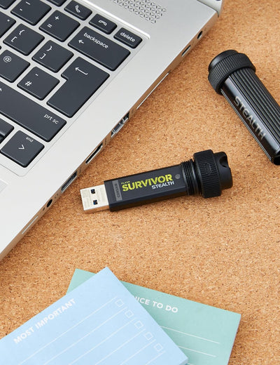 Corsair Flash Survivor Stealth v2 64GB USB-Speicherstick (USB 3.0, robust, wasserabweisend) schwarz