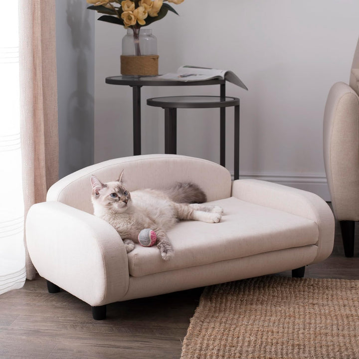 Paws &amp; Purrs Modernes Haustier-Sofa, 80 cm breit, niedrige Rückenlehne, mit abnehmbarem Matratzenbez
