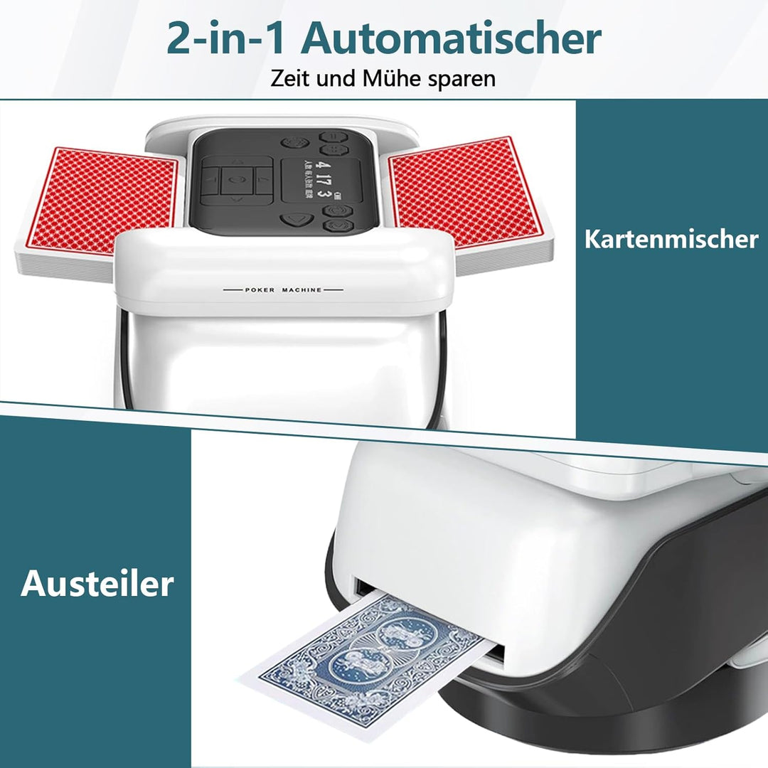 Automatische Kartenmischer und Kartensender mit 4 Kabellosen Kartengebertasten,360° Drehung für 1–3