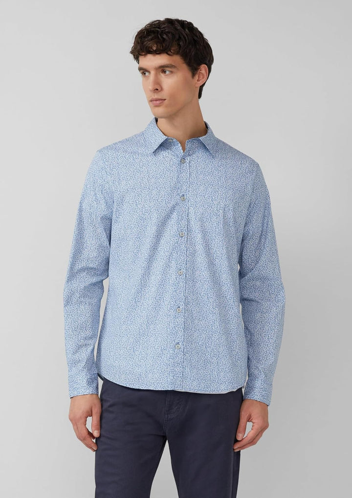 s.Oliver Slim Fit: Hemd aus Baumwollstretch mit All-over-Print M 62a0_hellblau, M 62a0_hellblau