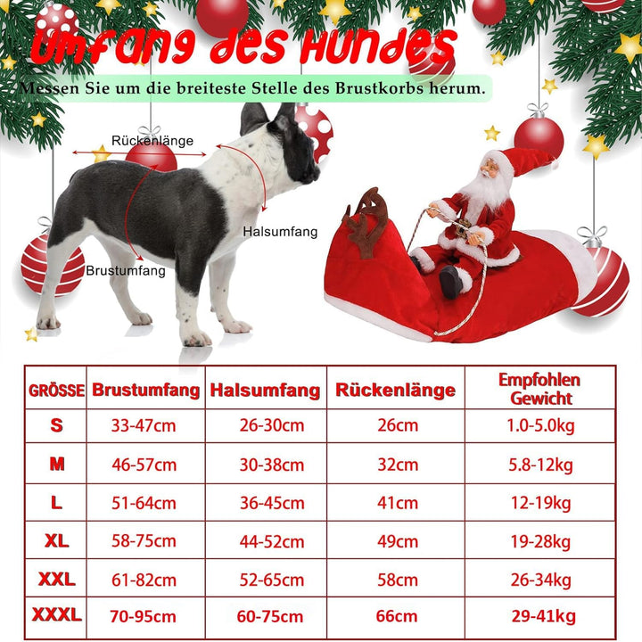 RANYPET Hund Santa Claus Reiten Weihnachtskostüm, Premium Haustier Kleidung Weihnachten Reiten Outfi