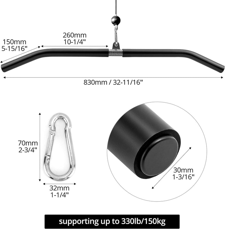 QWORK® 85 cm Latzugstange, Fitness-Latzugstange, für Trizepsdrücken und Krafttraining für den Oberkö
