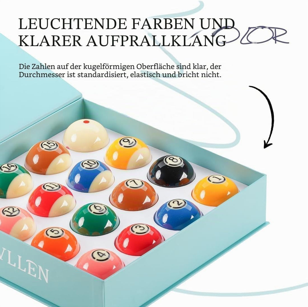 KONLLEN Phenolic Resin Billiard Balls Set 2-1/4'' Regulation Size Tournament Pool Balls Set Pool Tab