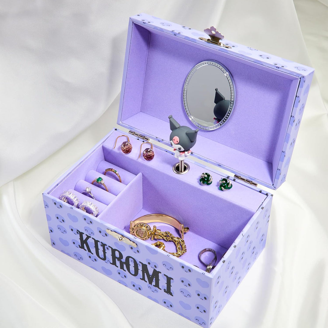 Hello Kitty Sanrio Kuromi Schmuckkästchen Mädchen mit Spieluhr, Spiegel, Schmuckschatulle Kinder für