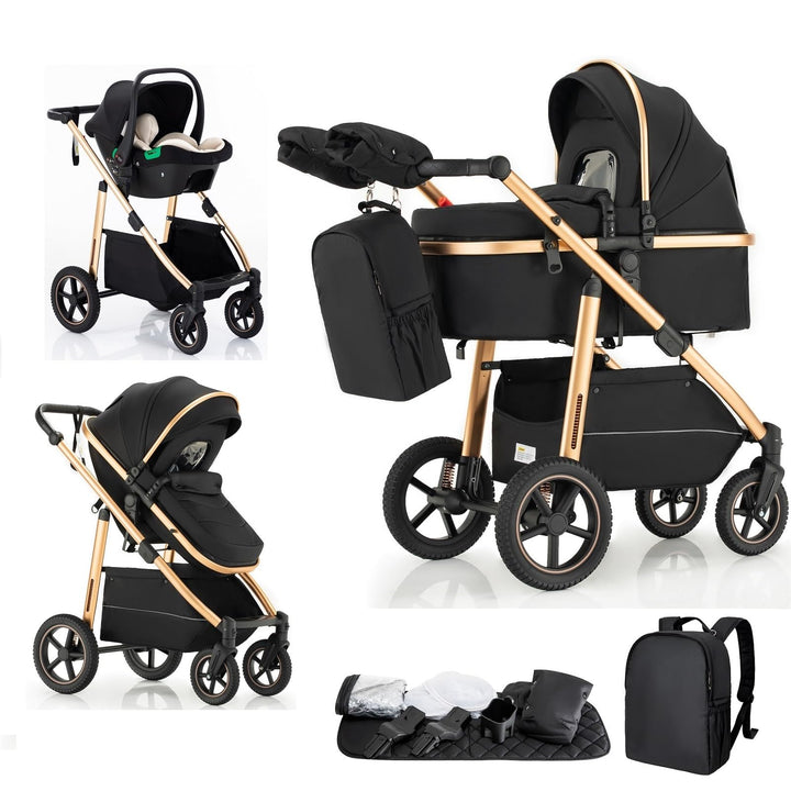 Kinderwagen 3 in 1, Kinderwagen & Buggys mit Autositz mit verstellbarem Griff, Wandelbare Kinderwage
