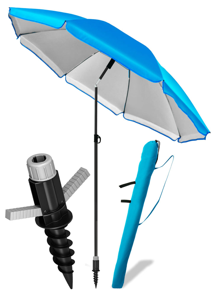 4smile Sonnenschirm Strand SunnyJoy Ø 180 cm, 3er Set - Strandschirm mit UV Schutz 50+, inkl. Sonnen