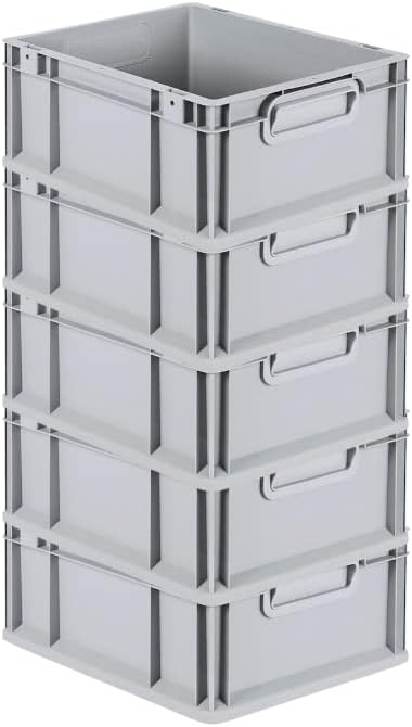 PROREGAL SuperSparSet 5x Eurobox NextGen Grip | HxBxT 17x30x40cm | 16 Liter | Griffe geschlossen | G