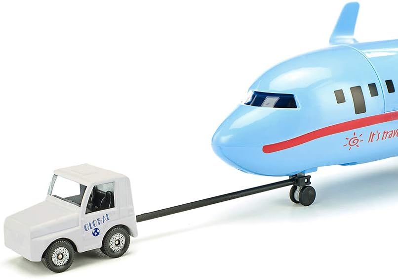 siku 5402, Verkehrsflugzeug mit Zubehör, Kunststoff, Hellblau, Viele Funktionen, Kombinierbar mit si