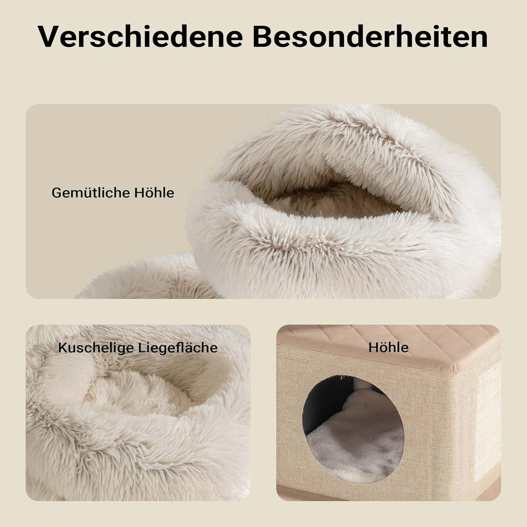 Fudajo Kratzbaum Zweigdesign mit Katzenhaus 95 cm, Designer Katzenkratzbaum mit Plüsch und Sisal, Ka