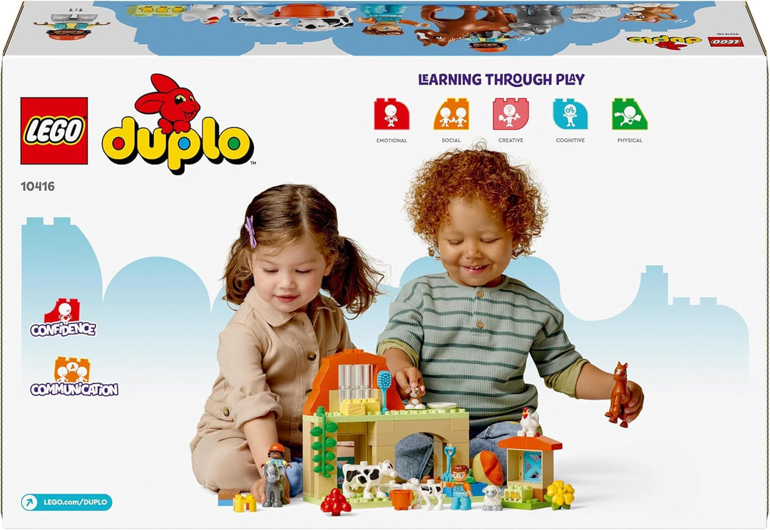LEGO DUPLO Town Tierpflege auf dem Bauernhof, Spielzeug für Kinder ab 2 Jahre, mit Bauernhoftiere-Fi
