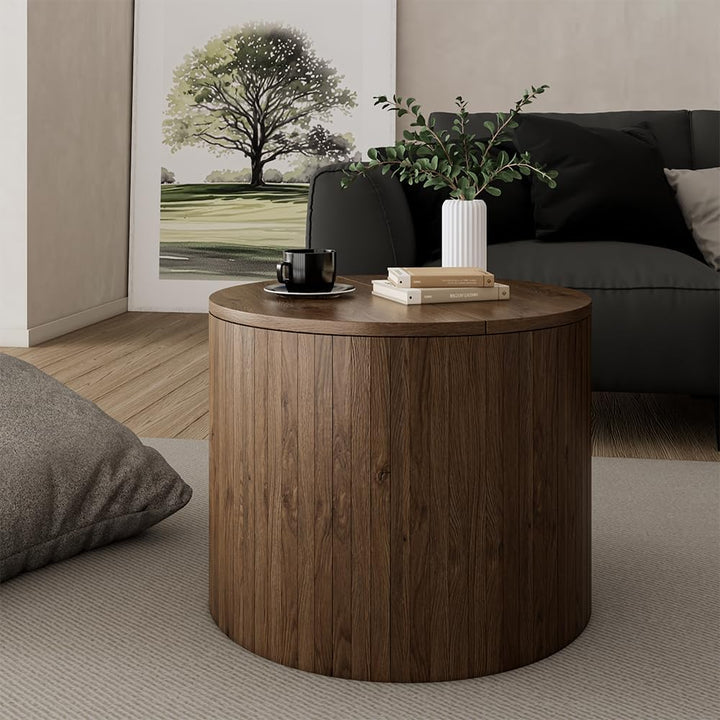 Vicco Couchtisch Tavilo, Nussbaum, 48 x 48 cm, mit Liftfunktion und Abnehmbarer Seitenwand Nussbaum