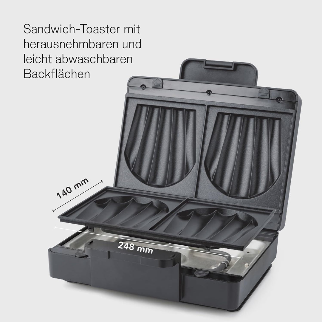 Wilfa EASY MELT Sandwichtoaster – Sandwich Maker mit herausnehmbaren Platten – doppelte Antihaftbesc