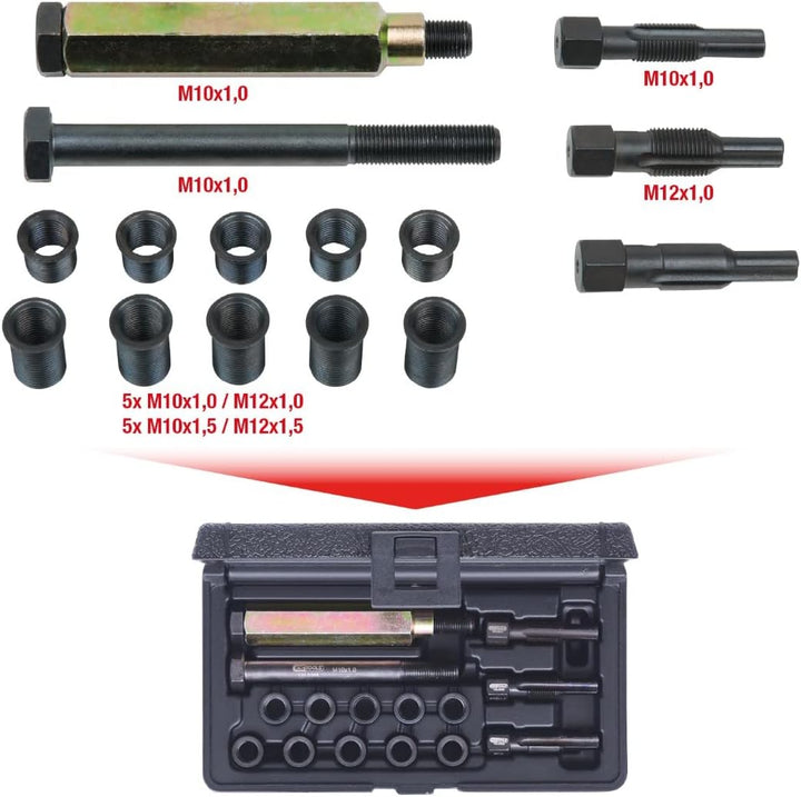 KS Tools 150.5040 THREADfix Reparatur-Satz M10x1 Glühkerzen,15-tlg.