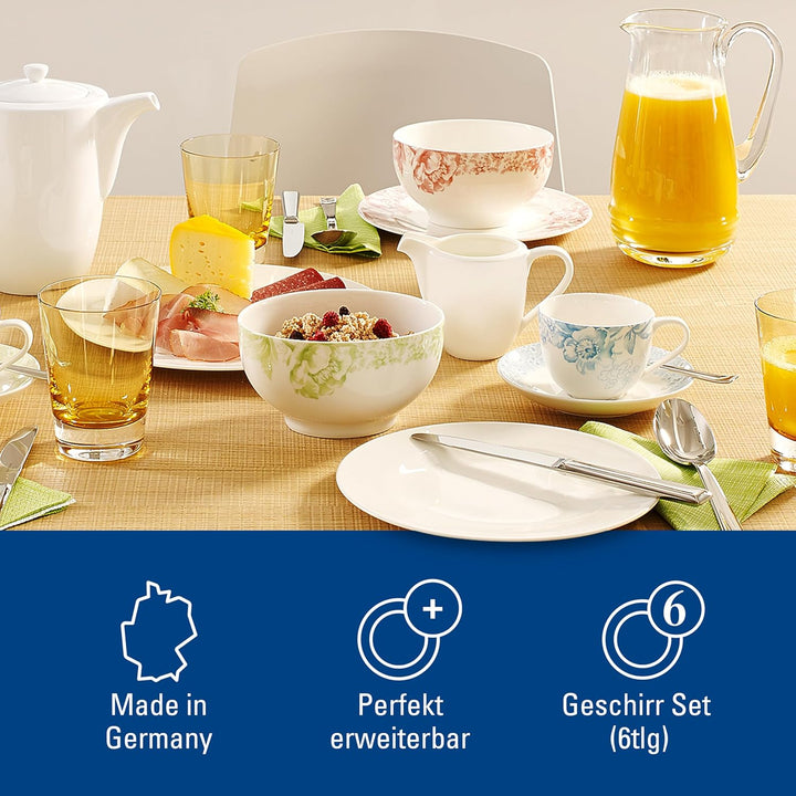 Villeroy und Boch - For Me Frühstücks-Set, 6 tlg., das Allround-Talent, Premium Porzellan, spülmasch