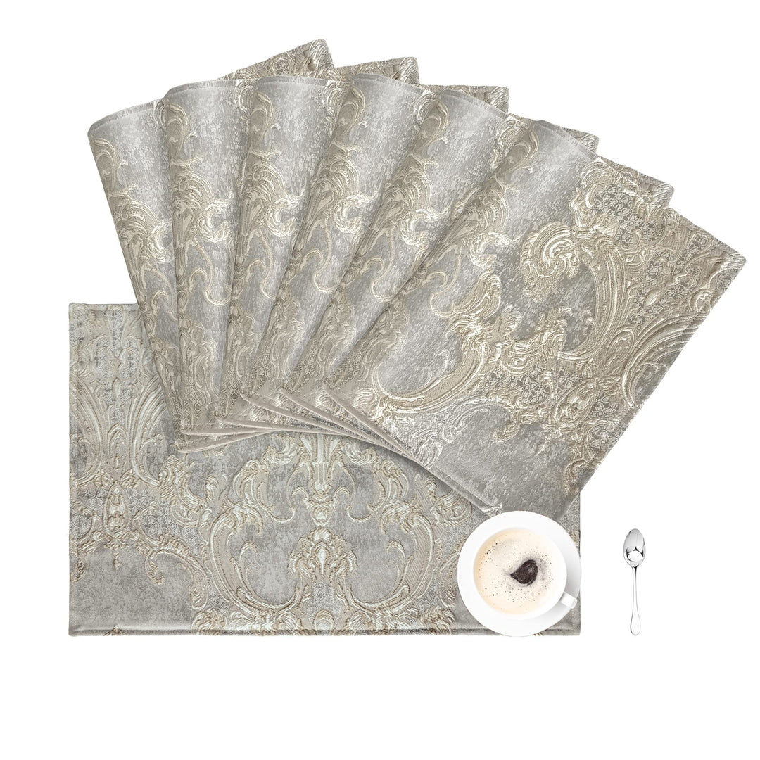 TOPLUXE Platzsets 6er Sets Jaquard Tischset Abwaschbar 30x45cm Platz-Matten für Esstisch Urlaub Part