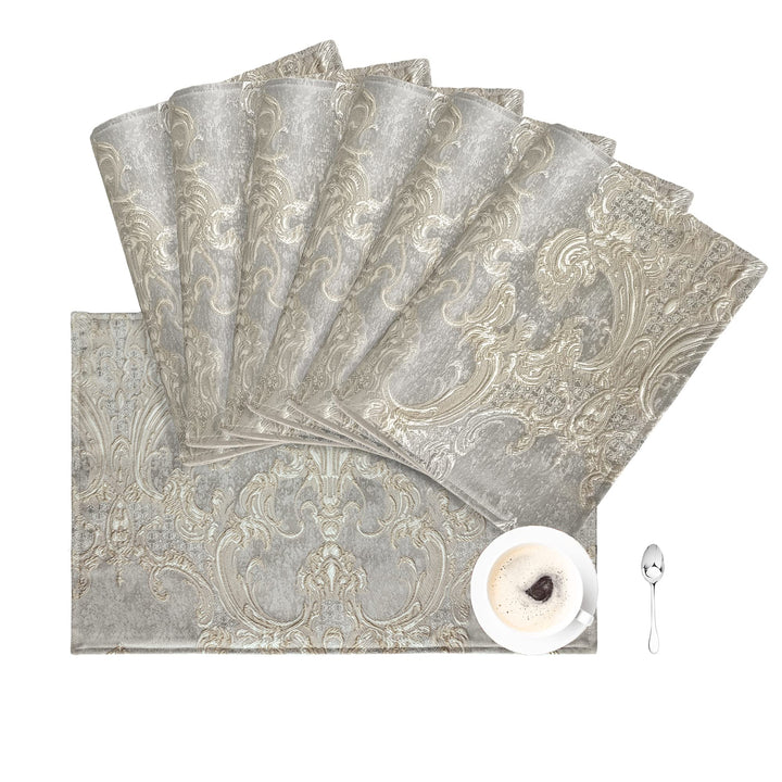 TOPLUXE Platzsets 6er Sets Jaquard Tischset Abwaschbar 30x45cm Platz-Matten für Esstisch Urlaub Part