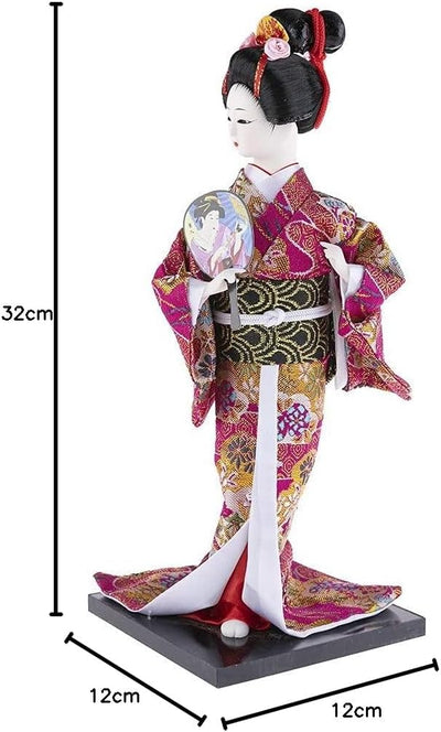 Asiatischer Puppe, japanische Dekoration, Geisha Kimono, Fuchsia, Fuchsia