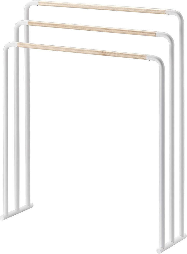 Yamazaki 7467 PLAIN Bath Towel Hanger, white, Steel / Wood, 70 x 19 x 83 cm Weiss, Weiss