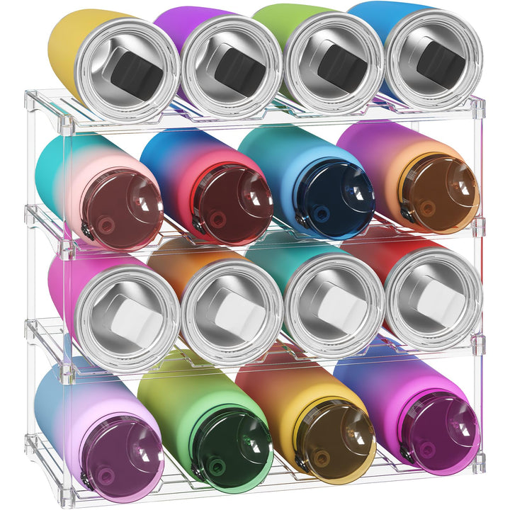 Lifewit Stapelbarer Flaschenorganizer aus Kunststoff für Zuhause, Tumbler- und Becherhalter, Transpa