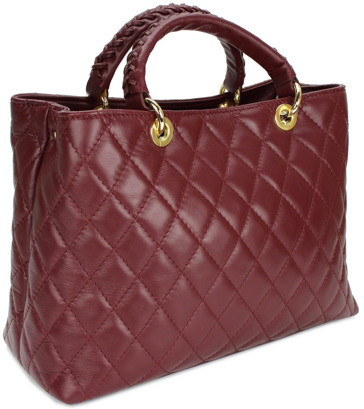 Belli edle italienische Echt Nappa Leder Damentasche Henkeltasche Umhängetasche gesteppt - 34x25x17