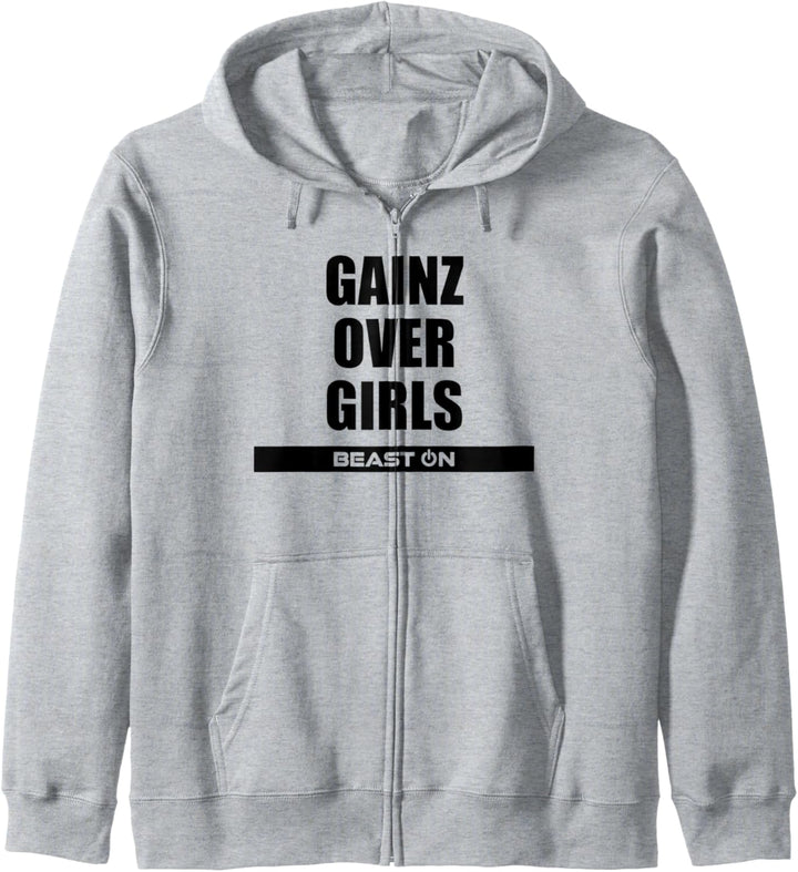 Gains Gainz over Girls Fitness Gym Motivation Sprüche Kapuzenjacke